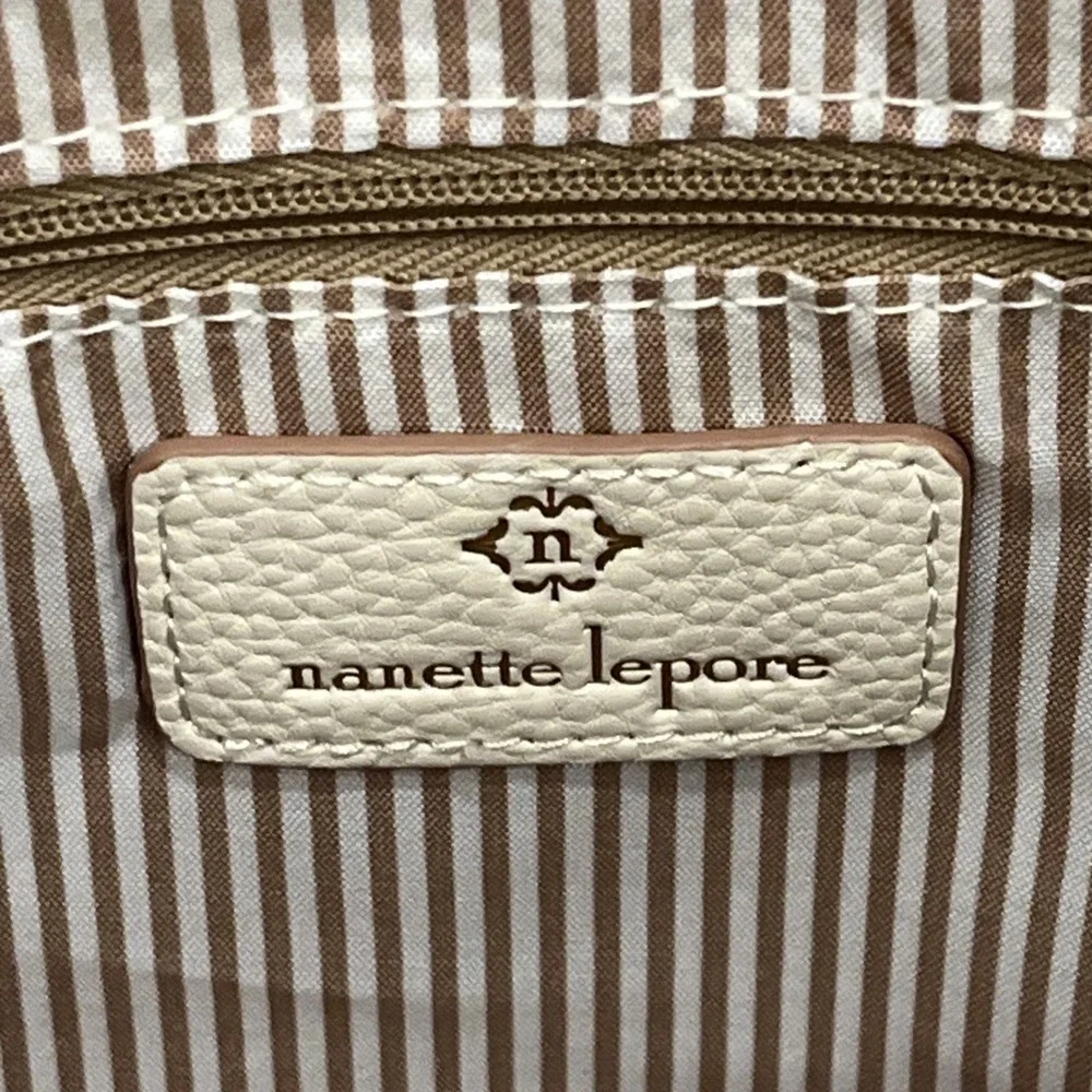 Nanette Lepore White Vegan Leather Pebble Tote Purse Smaller Bag Inside NWT Rice